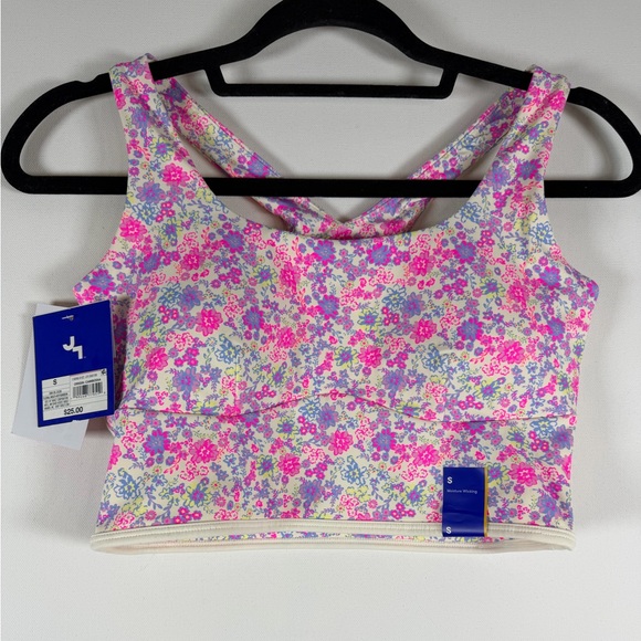 JoyLab Women's Floral Print Piped Longline Sports Bra, Pink - All Sizes - Picture 5 of 15